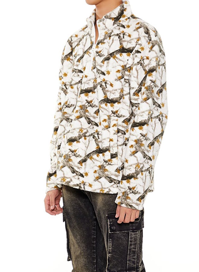FOREVER 21 Fuzzy Woodland Print Zip-Up Jacket  - Image 2