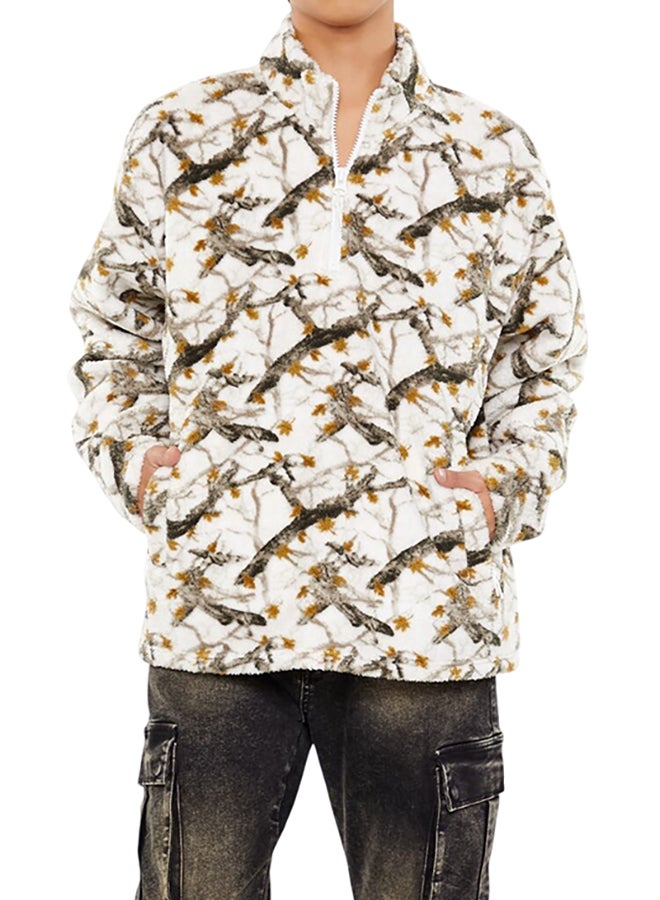 FOREVER 21 Fuzzy Woodland Print Zip-Up Jacket  - Image 1