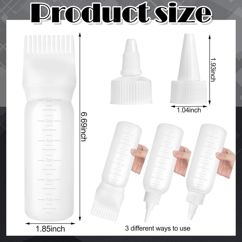 FXSPLCZ Root Comb Applicator Bottle Oil Applicator for Hair Dye Hair Oiling Bottle with Graduated Scale (White) - Image 2