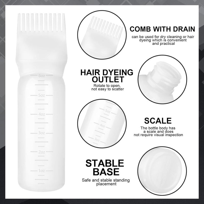 FXSPLCZ Root Comb Applicator Bottle Oil Applicator for Hair Dye Hair Oiling Bottle with Graduated Scale (White) - Image 3