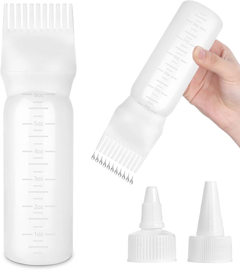 FXSPLCZ Root Comb Applicator Bottle Oil Applicator for Hair Dye Hair Oiling Bottle with Graduated Scale (White) - Image 1