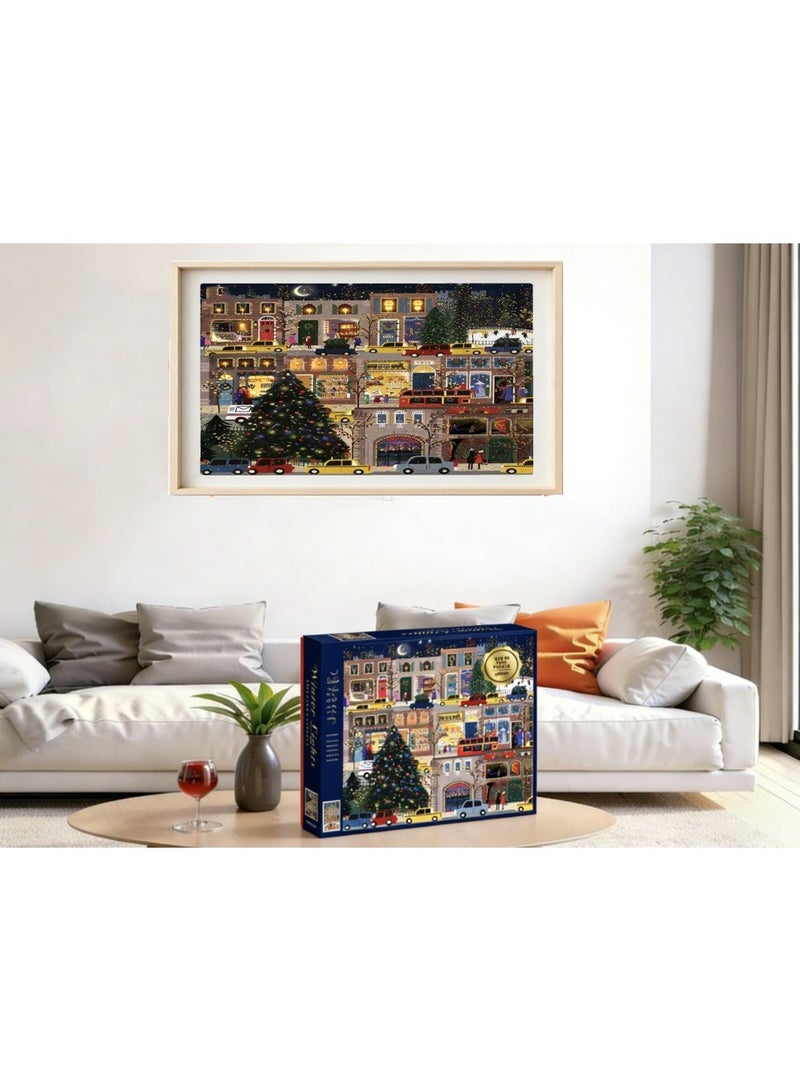 500pcs adult cartoon puzzle, cartoon drawing challenge puzzle, suitable for family activities, game nights, gifts to relieve stress, winter lights - Image 2