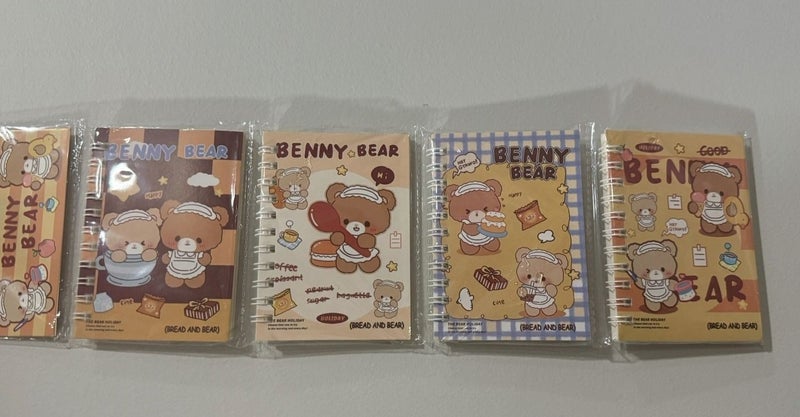 notebook with BUNNY BEAR children's drawing, wire-bound, size 10 × 7 cm, for school and office supplies (pack of 4 pieces) - Image 1
