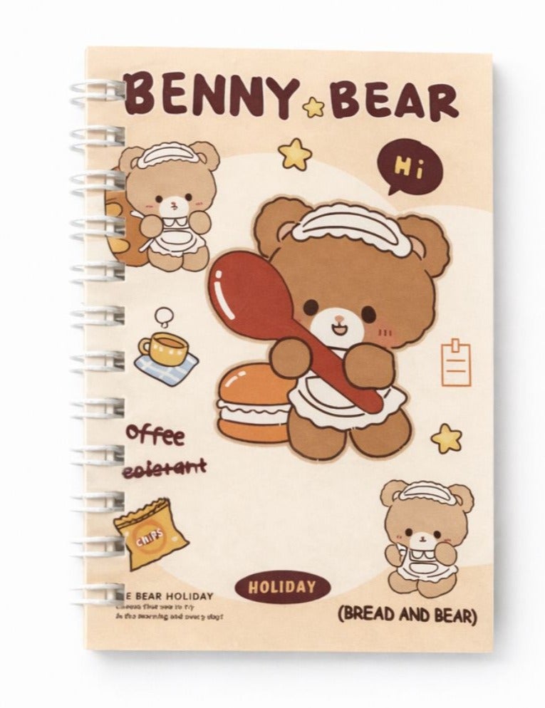 notebook with BUNNY BEAR children's drawing, wire-bound, size 10 × 7 cm, for school and office supplies (pack of 4 pieces) - Image 2