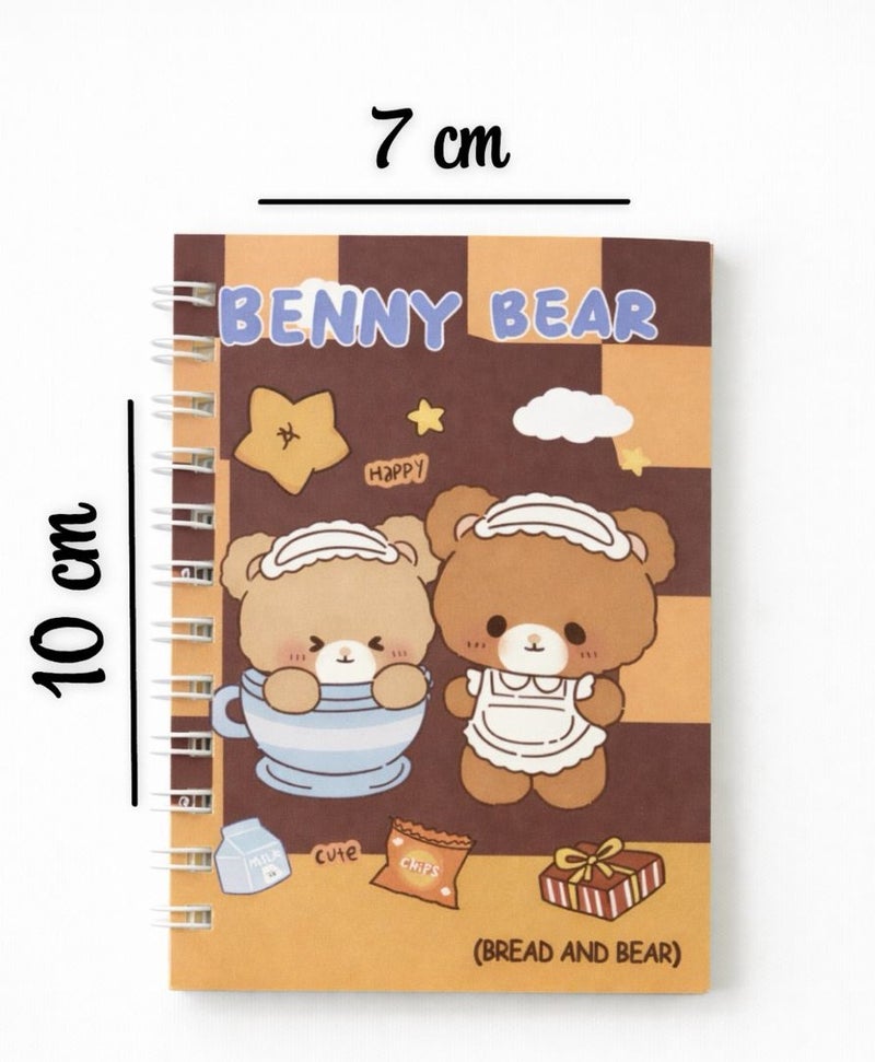 notebook with BUNNY BEAR children's drawing, wire-bound, size 10 × 7 cm, for school and office supplies (pack of 4 pieces) - Image 4