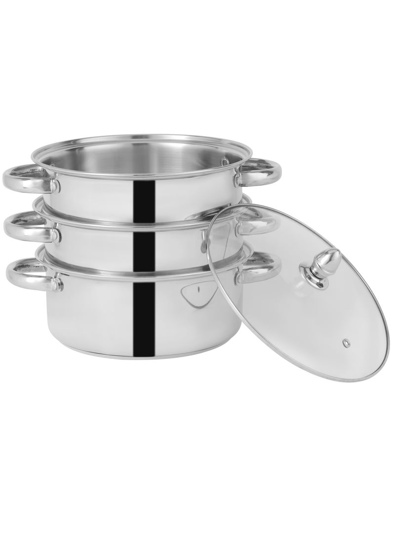DELCASA - Delcasa 3 Layer SS induction Steamer pot with Glass Lid 24CM 4.0L - Image 1