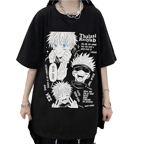 THALASI Jujutsu Kaisen Japanese Anime Oversized Black T Shirts for Women - Round Neck,Half Sleeve for Women & Trending Summer Tshirt for Women - Anime T Shirts for Women - Image 1
