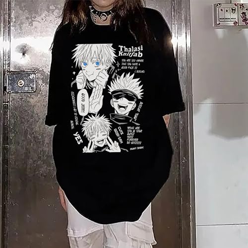 THALASI Jujutsu Kaisen Japanese Anime Oversized Black T Shirts for Women - Round Neck,Half Sleeve for Women & Trending Summer Tshirt for Women - Anime T Shirts for Women - Image 4