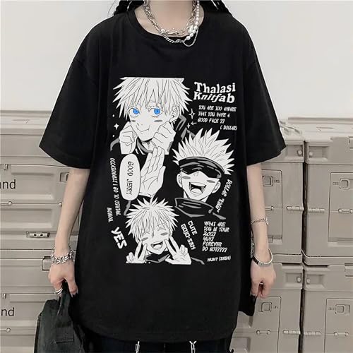 THALASI Jujutsu Kaisen Japanese Anime Oversized Black T Shirts for Women - Round Neck,Half Sleeve for Women & Trending Summer Tshirt for Women - Anime T Shirts for Women - Image 2