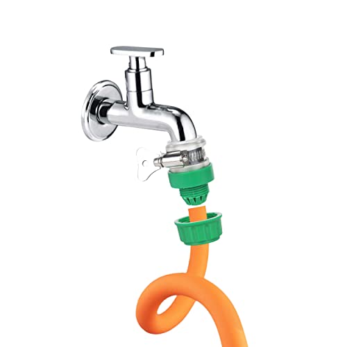 Garbnoire Heavy Duty Hose Pipe Fitting Standard Size 1/2'' Tap Connector For Garden Water Pipe,Car,Bike Washing Accessories| Universal Adjustable Adapter Suitable Connecting Hose Pipe Green(Pack of 1) - Image 1