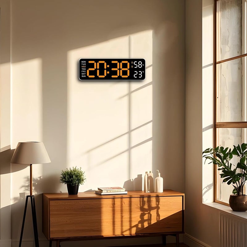 ساعة LED مثبتة على الحائط، شاشة بحجم 9 بوصات، منبه مزدوج، تعمل بالطاقة الUSB، إطار بلاستيكي، مثالية للاستخدام في المنزل والمكتب - Image 3