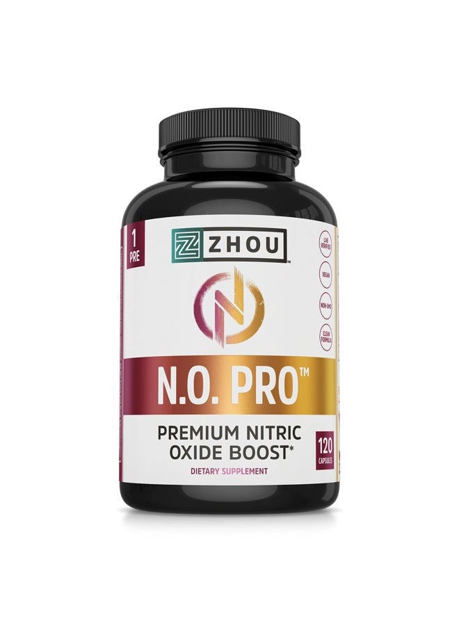 Zhou Zhou Nitric Oxide with L Arginine, Citrulline Malate, AAKG and Beet Root | Powerful N.O. Booster and Muscle Builder for Strength, Blood Flow and Endurance | 30 Servings, 120 Veggie Caps  - Image 1