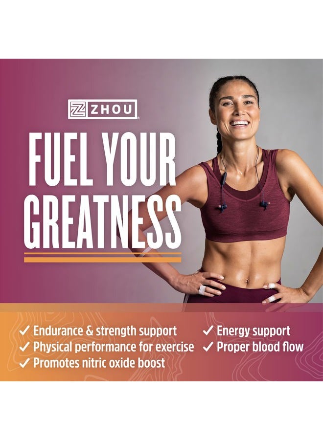 Zhou Zhou Nitric Oxide with L Arginine, Citrulline Malate, AAKG and Beet Root | Powerful N.O. Booster and Muscle Builder for Strength, Blood Flow and Endurance | 30 Servings, 120 Veggie Caps  - Image 4
