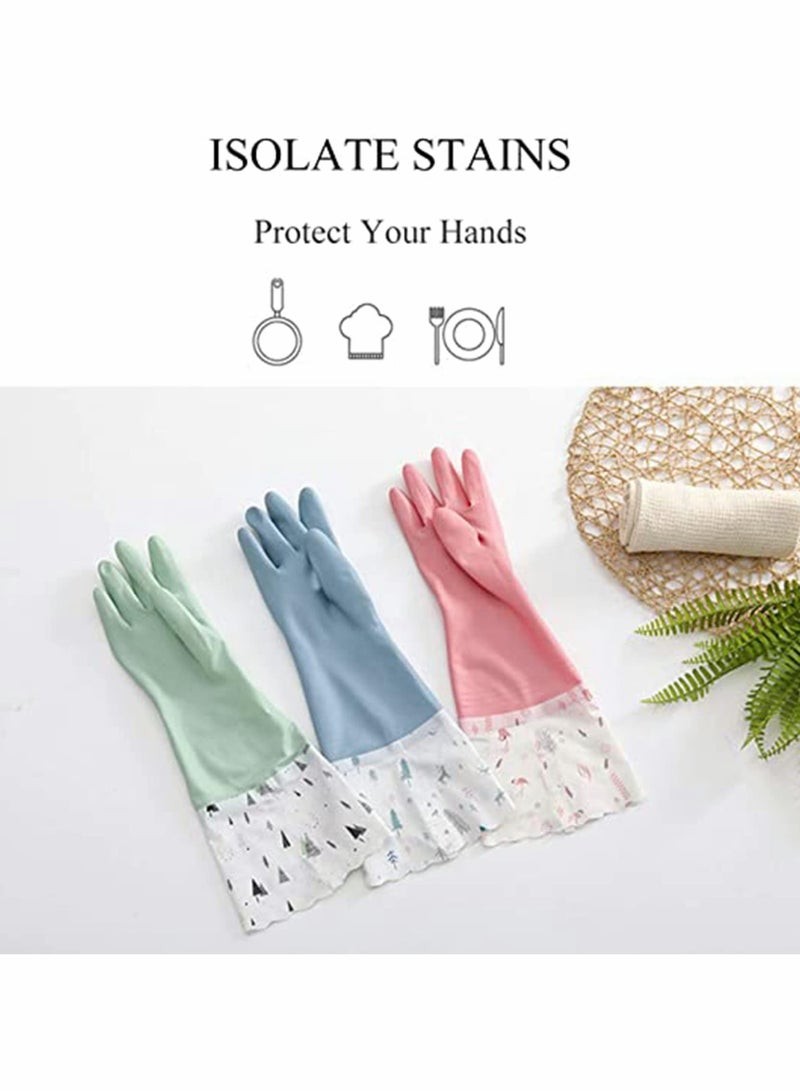 Reusable Waterproof Rubber Cleaning Gloves for Kitchen, Dishwashing, Gardening, Pet Care, and More - Long Sleeve Design, Large Size (3 Pairs) - Image 4