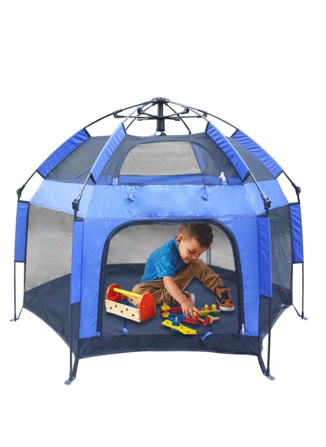 Generic Portable Folding Baby Playpen, Large Lightweight Playpen, Indoor Outdoor Play Yard Crib for Kids blue CODE - T121215  - Image 1