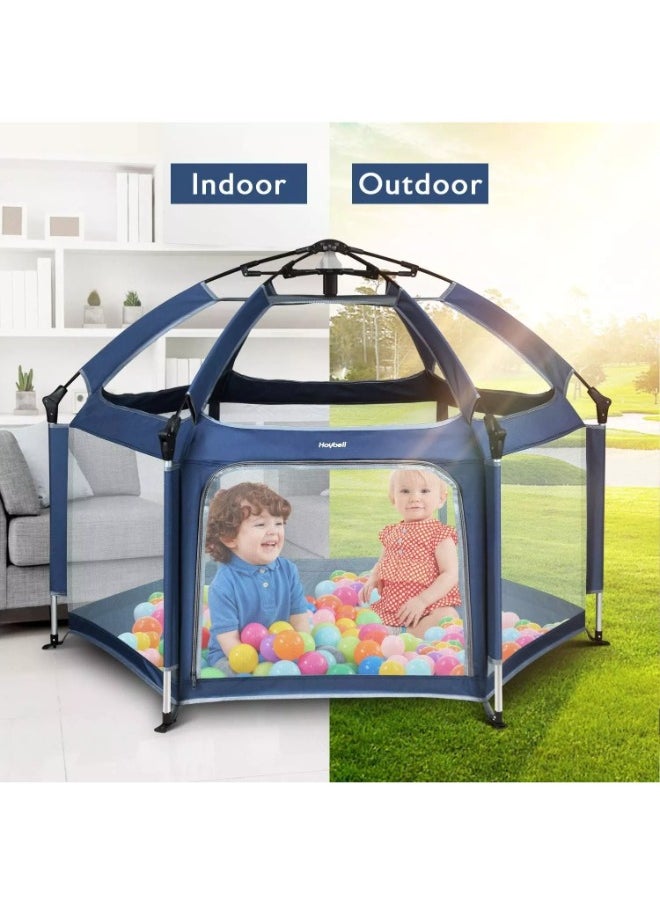 Generic Portable Folding Baby Playpen, Large Lightweight Playpen, Indoor Outdoor Play Yard Crib for Kids blue CODE - T121215  - Image 5