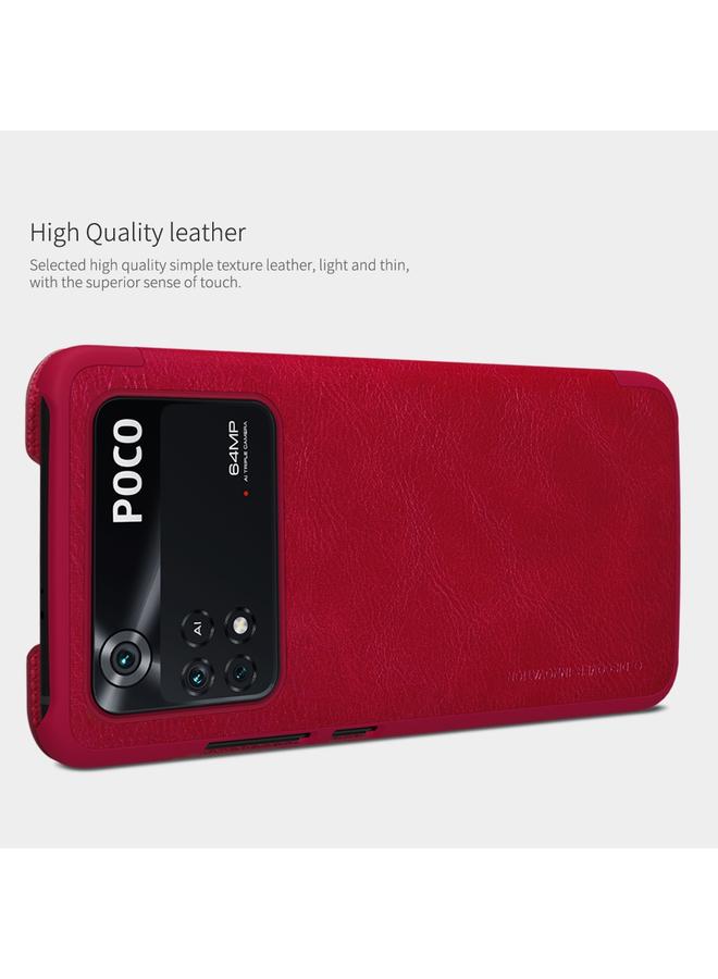 Nillkin Case For Xiaomi Poco M4 Pro QIN Series Crazy Horse Texture Leather Phone Case - Image 5