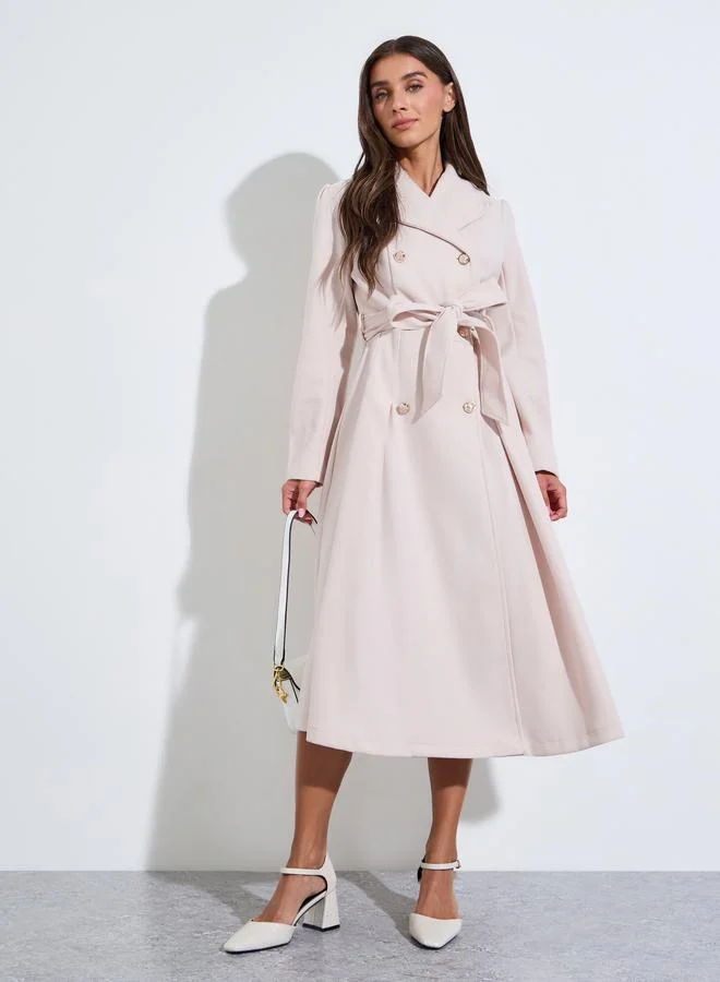 Buttoned Long Sleeves Blazer Midi Dress