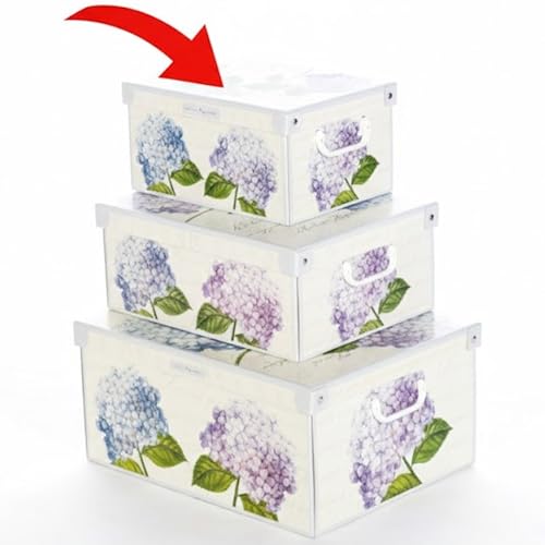 Lavatelli: Storage Box: Small - Hortensia Hydrangeas - Lid-Side Handles, Decorative Cardboard Organizer, Folds, Home-Clothes-Linens, 13.8 x 9.8 x 6.9 - Image 5