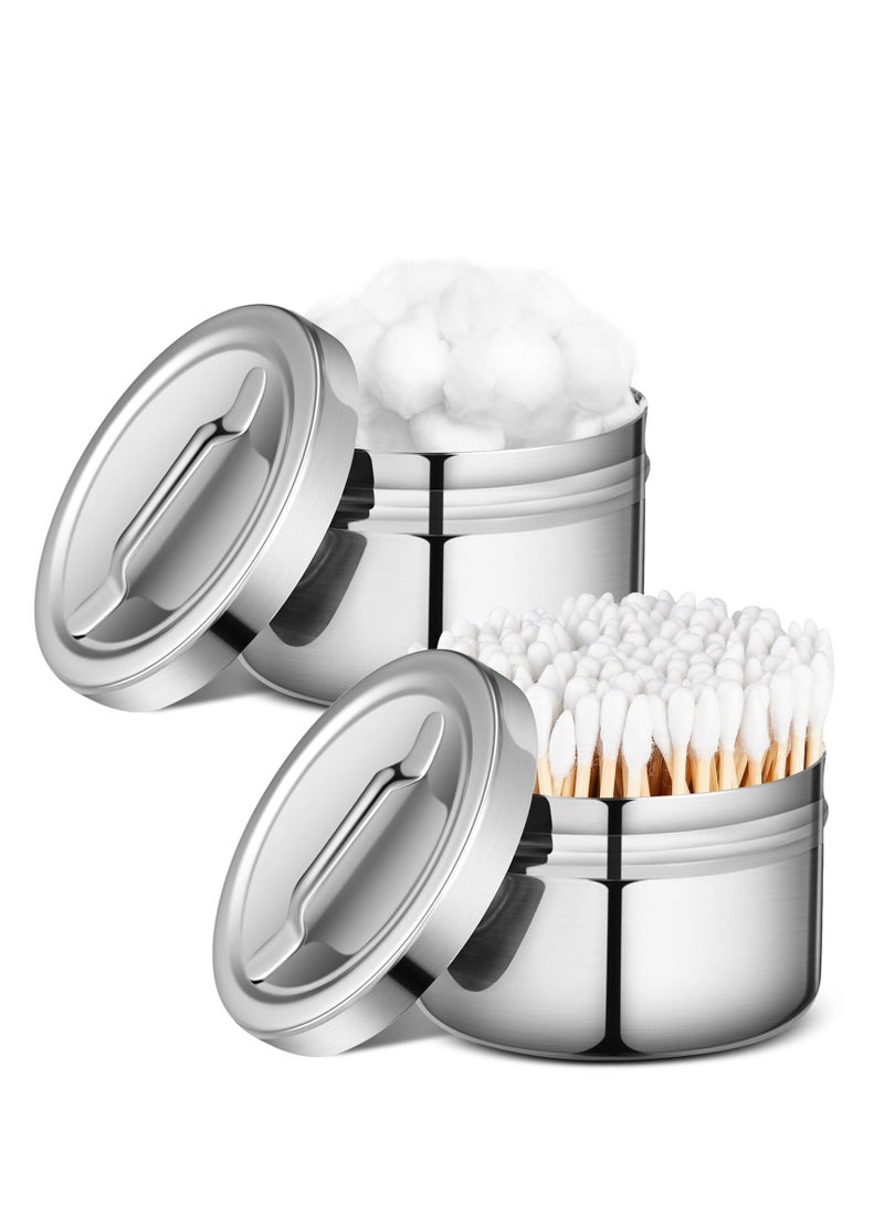 Stainless Steel Ointment Jars, with Strap Handle Cover 7.5 oz, Capacity Gauze Holder, Stainless Steel Canisters with Lids for Medical Liquid Cotton Ball Dressing Hospital Home (2 Pcs) - Image 1