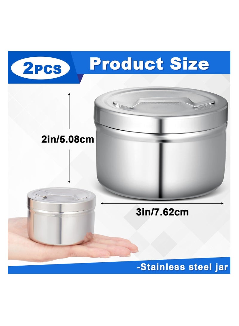Stainless Steel Ointment Jars, with Strap Handle Cover 7.5 oz, Capacity Gauze Holder, Stainless Steel Canisters with Lids for Medical Liquid Cotton Ball Dressing Hospital Home (2 Pcs) - Image 3