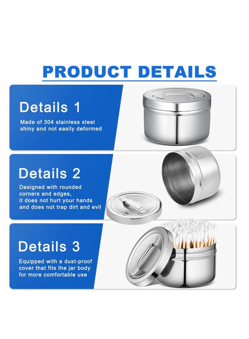 Stainless Steel Ointment Jars, with Strap Handle Cover 7.5 oz, Capacity Gauze Holder, Stainless Steel Canisters with Lids for Medical Liquid Cotton Ball Dressing Hospital Home (2 Pcs) - Image 5