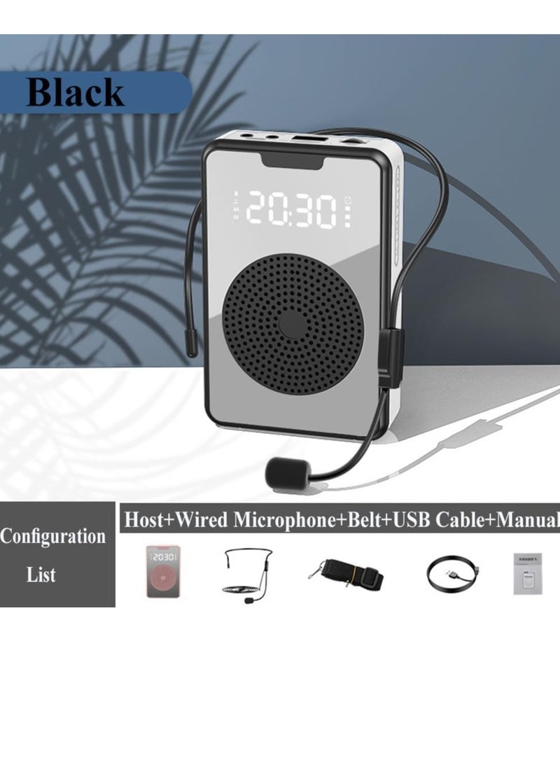 erorex - Voice Amplifier With Wired Microphone Headset Portable Rechargeable Pa System Speaker Personal Speech Amplifier Loudspeaker Black - Image 1