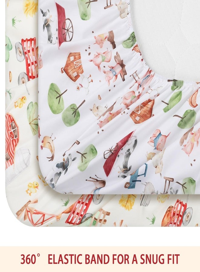 Mindsoft طقم ملاءات سرير أطفال من قطعتين من مايندسوفت، بتصميم حيوانات المزرعة الخيالية، مقاس 52 × 28 × 8 بوصة، مناسب لحديثي الولادة، ومستلزمات غرف الأطفال، وهدايا للأطفال حديثي الولادة، وأسرّة الأطفال الرضع، ومراتب الأطفال الصغار. - Image 4