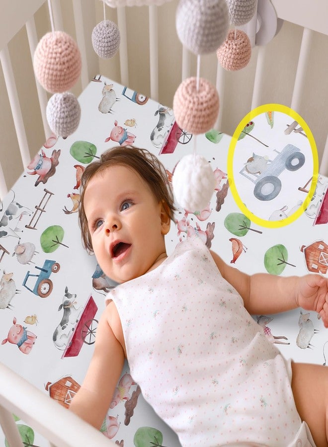 Mindsoft طقم ملاءات سرير أطفال من قطعتين من مايندسوفت، بتصميم حيوانات المزرعة الخيالية، مقاس 52 × 28 × 8 بوصة، مناسب لحديثي الولادة، ومستلزمات غرف الأطفال، وهدايا للأطفال حديثي الولادة، وأسرّة الأطفال الرضع، ومراتب الأطفال الصغار. - Image 5