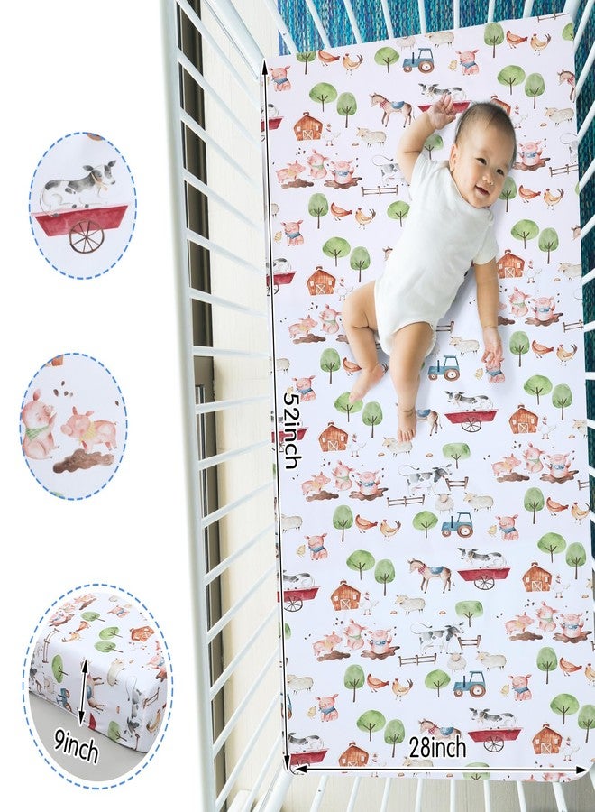 Mindsoft طقم ملاءات سرير أطفال من قطعتين من مايندسوفت، بتصميم حيوانات المزرعة الخيالية، مقاس 52 × 28 × 8 بوصة، مناسب لحديثي الولادة، ومستلزمات غرف الأطفال، وهدايا للأطفال حديثي الولادة، وأسرّة الأطفال الرضع، ومراتب الأطفال الصغار. - Image 2