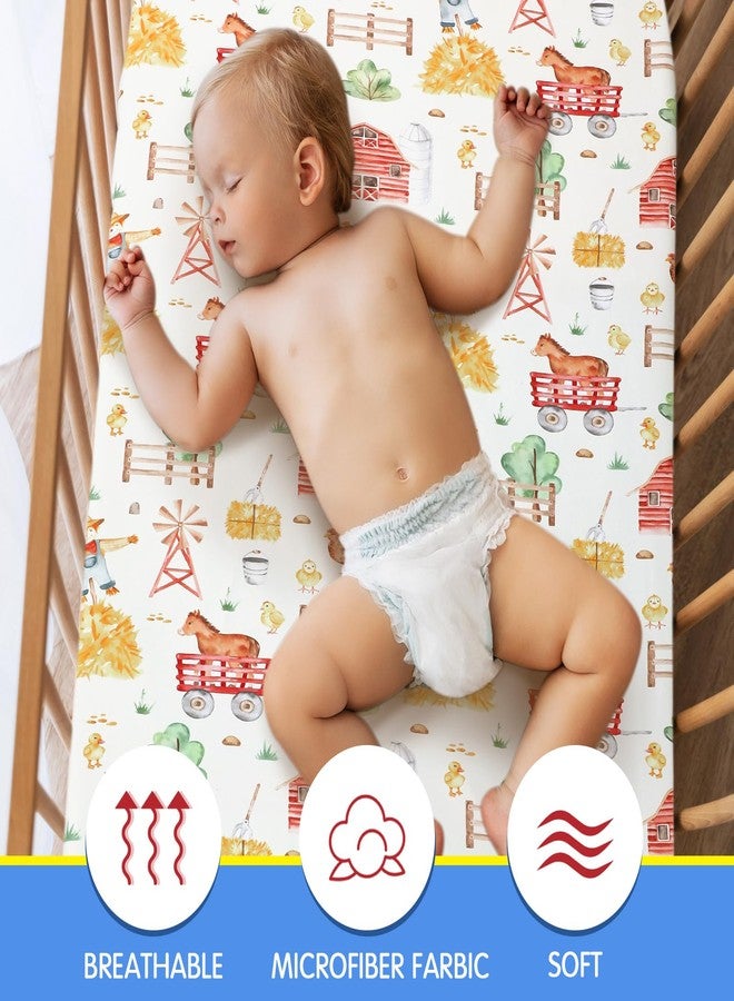 Mindsoft طقم ملاءات سرير أطفال من قطعتين من مايندسوفت، بتصميم حيوانات المزرعة الخيالية، مقاس 52 × 28 × 8 بوصة، مناسب لحديثي الولادة، ومستلزمات غرف الأطفال، وهدايا للأطفال حديثي الولادة، وأسرّة الأطفال الرضع، ومراتب الأطفال الصغار. - Image 3