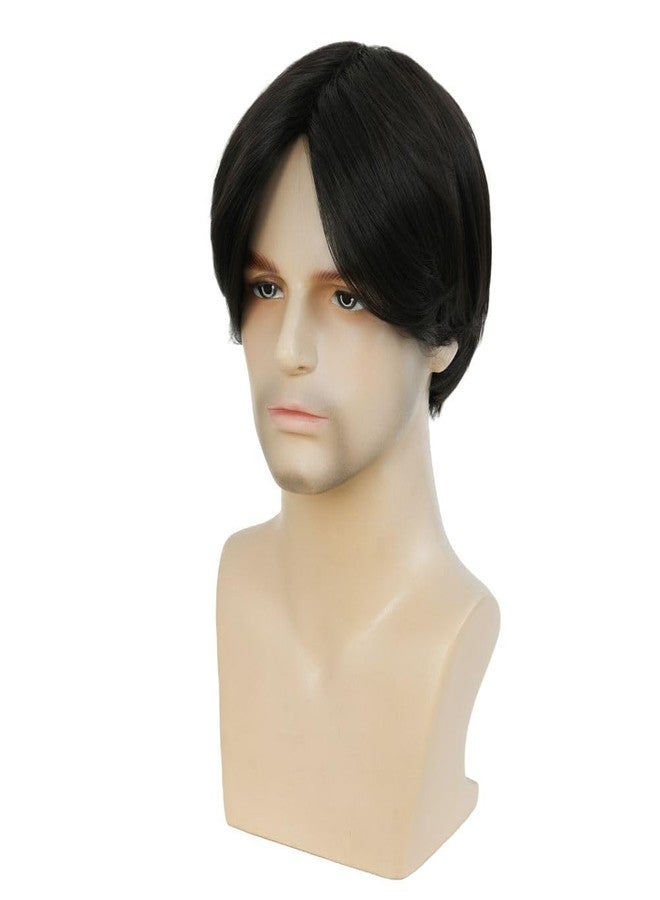 Swiking Mens Black Short Wigs Middle Part Layered Fluffy Natural Synthetic Male Hair Wig Daily Halloween Wig（Black） - Image 3