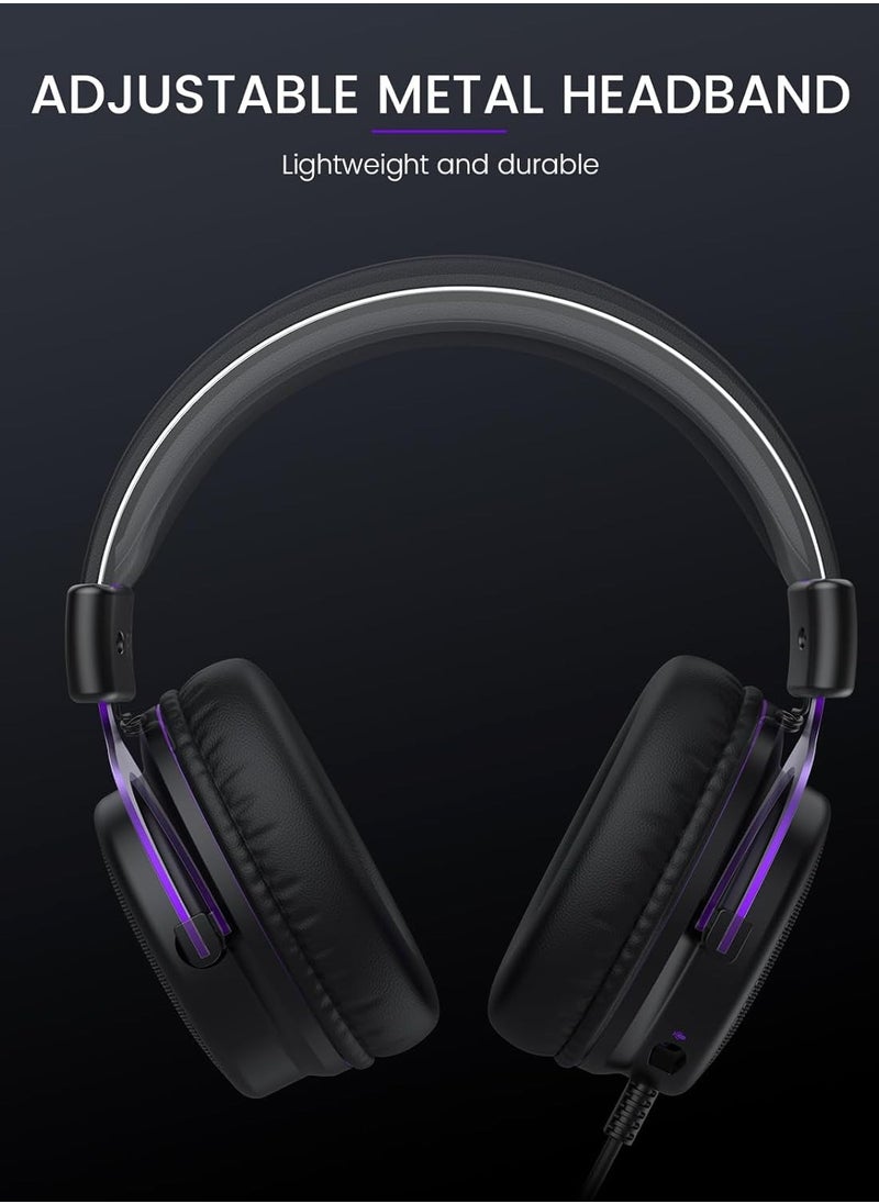 EKSA E900 Headset with Microphone for PC, PS4,PS5, Xbox - Detachable Noise Canceling Mic, 3D Surround Sound, Wired Headphone for Gaming, Computer, Laptop, 3.5MM Jack