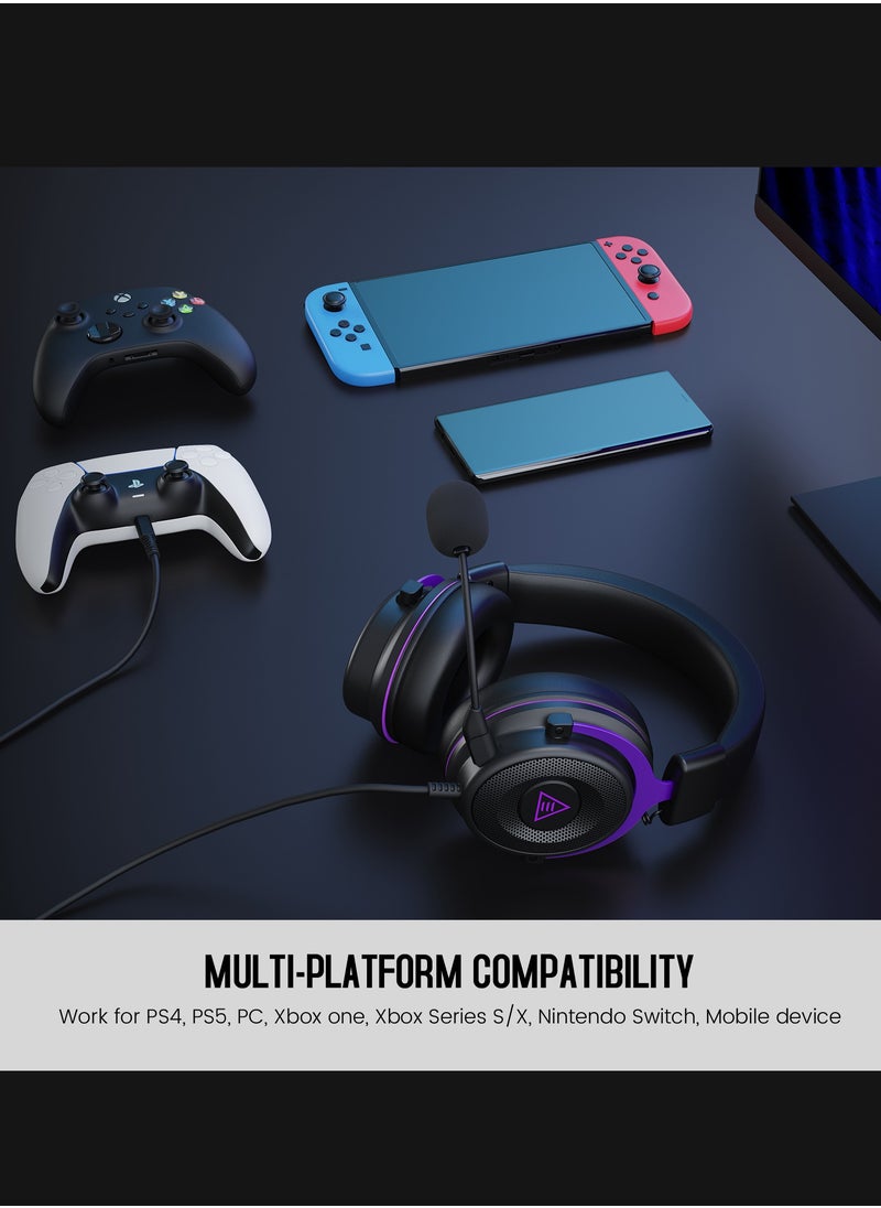EKSA E900 Headset with Microphone for PC, PS4,PS5, Xbox - Detachable Noise Canceling Mic, 3D Surround Sound, Wired Headphone for Gaming, Computer, Laptop, 3.5MM Jack