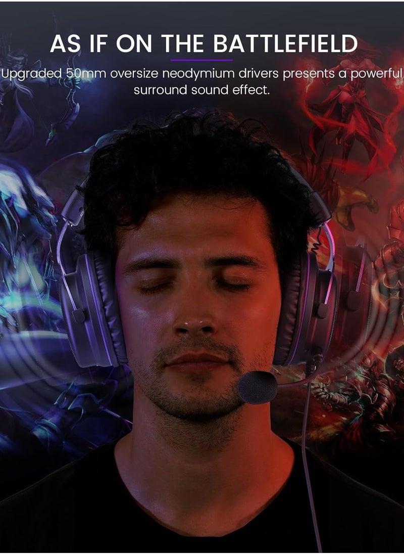 EKSA E900 Headset with Microphone for PC, PS4,PS5, Xbox - Detachable Noise Canceling Mic, 3D Surround Sound, Wired Headphone for Gaming, Computer, Laptop, 3.5MM Jack