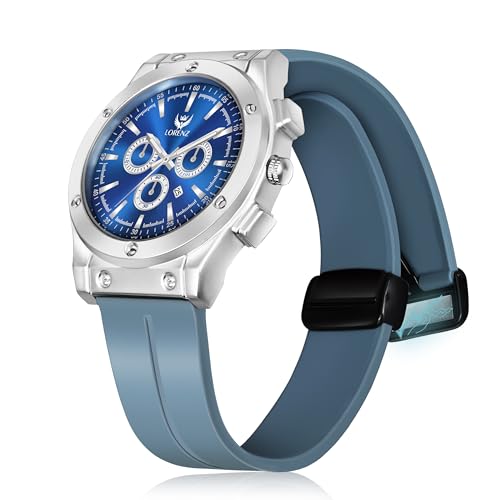 LORENZ Blue Date Dial Analog Watch with Blue Magnetic Lock Strap | Watch for Men | MK-4086R - Image 1