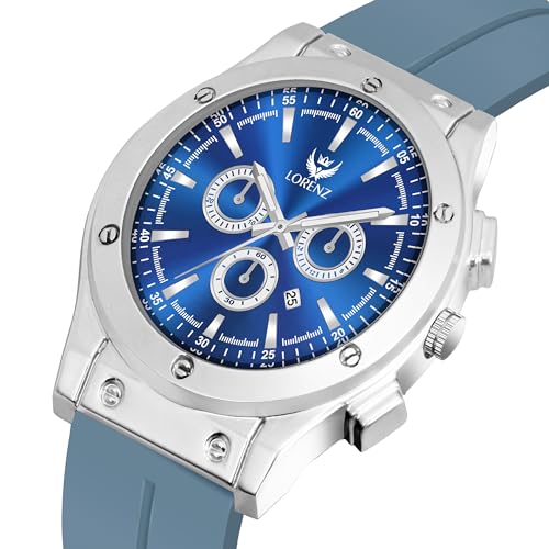 LORENZ Blue Date Dial Analog Watch with Blue Magnetic Lock Strap | Watch for Men | MK-4086R - Image 3