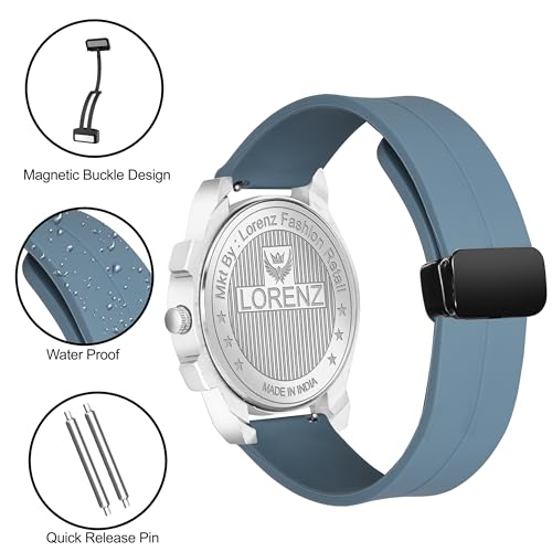 LORENZ Blue Date Dial Analog Watch with Blue Magnetic Lock Strap | Watch for Men | MK-4086R - Image 4