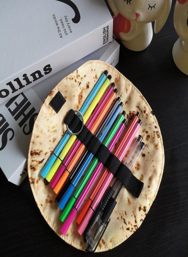 WONIU Creative Burrito Tortilla Pen Pencil Case, Funny Stationery Pen Pencil Pouch Holder Makeup Roll Up Case Bag for Makeup brush, art brush, paintbrush, pencil, pen - Image 4