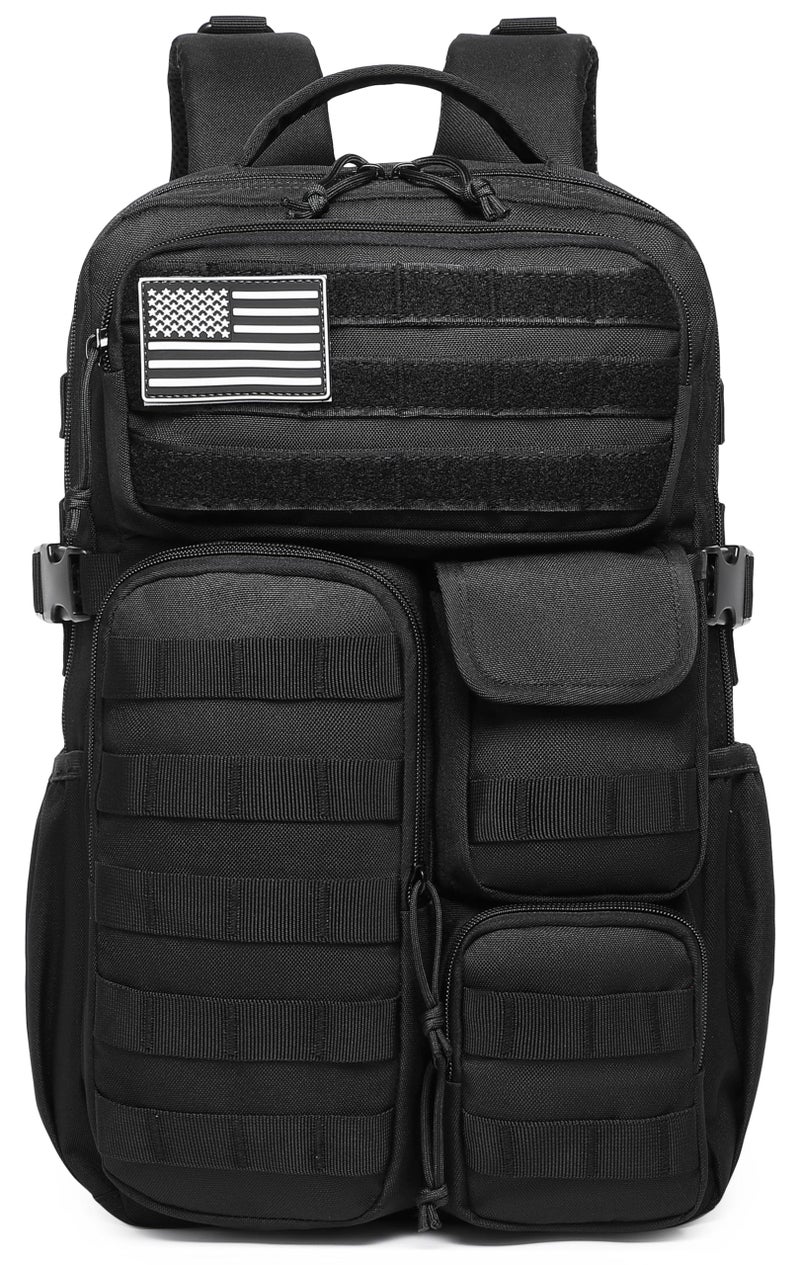 Wotony Tactical Backpack - Military waterproof backpack with multiple pockets and tactical gear for the outdoors (Black, 25L) - Image 2