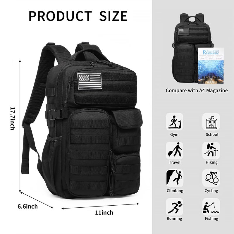 Wotony Tactical Backpack - Military waterproof backpack with multiple pockets and tactical gear for the outdoors (Black, 25L) - Image 5