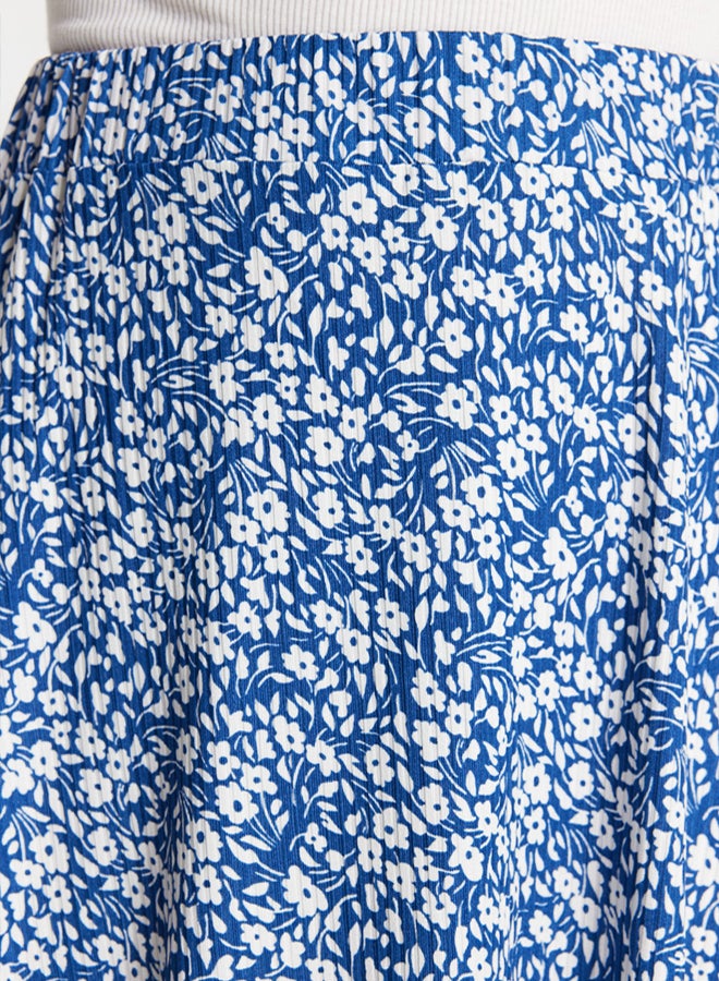 trendyol Indigo Patterned Flounce Asymmetric High Waist Midi Flexible Knitted Skirt - Image 3