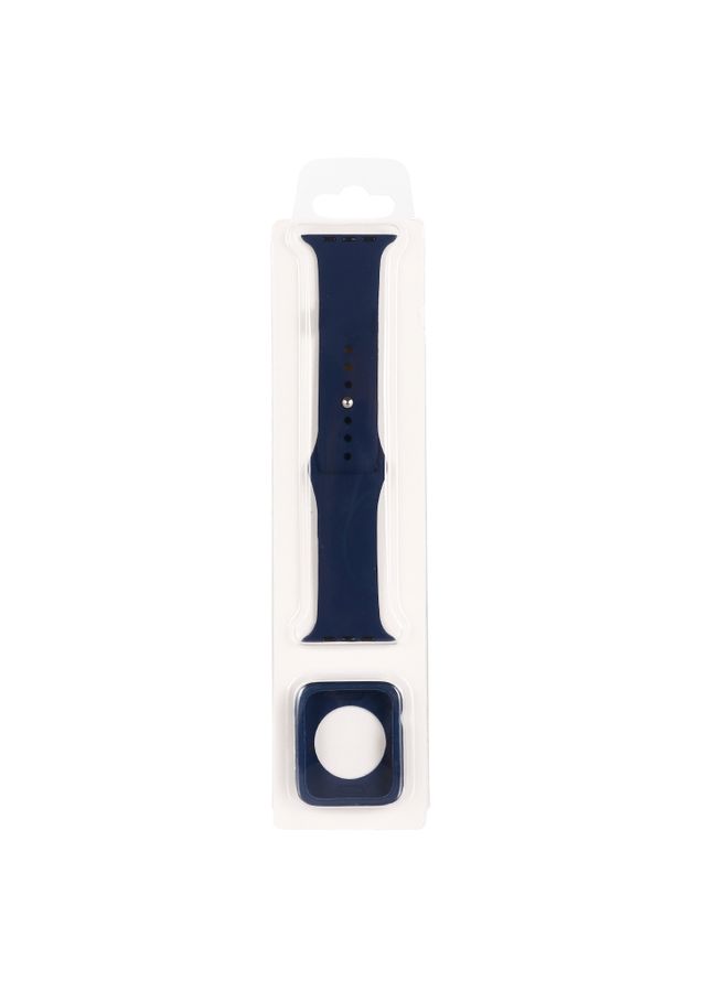 BURAQ Protective Cover Silicone Watch Band + Watch Protective Case Set For Apple Watch Series 7 41mm   (Midnight Blue)