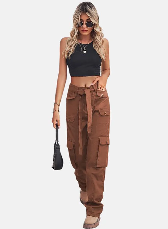 يونيكي Brown Denim Cargo Pants
