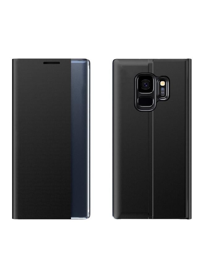زبون جراب لهاتف Galaxy S9 Plus مصنوع من الجلد مع حامل قابل للطي وملمس قماشي بسيط - Image 2