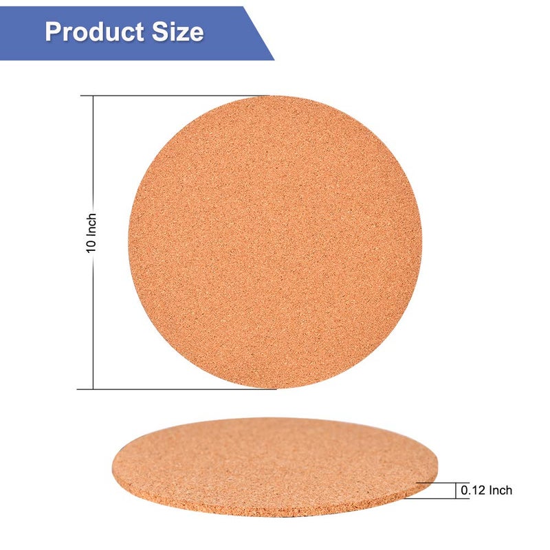 TORASO 6 عبوات 10 "Cork Coasters Round Cork & Plastic Plant Saucers for Gardening Cork Trivets for Pots Hot Pots and Pans Moustorbent Cork Mat for Wine Coffee & Drinks Cork Board for DIY Craft Supplies (A) - Image 3