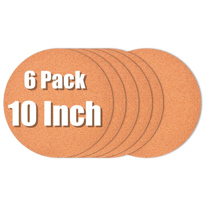 TORASO 6 عبوات 10 "Cork Coasters Round Cork & Plastic Plant Saucers for Gardening Cork Trivets for Pots Hot Pots and Pans Moustorbent Cork Mat for Wine Coffee & Drinks Cork Board for DIY Craft Supplies (A) - Image 1