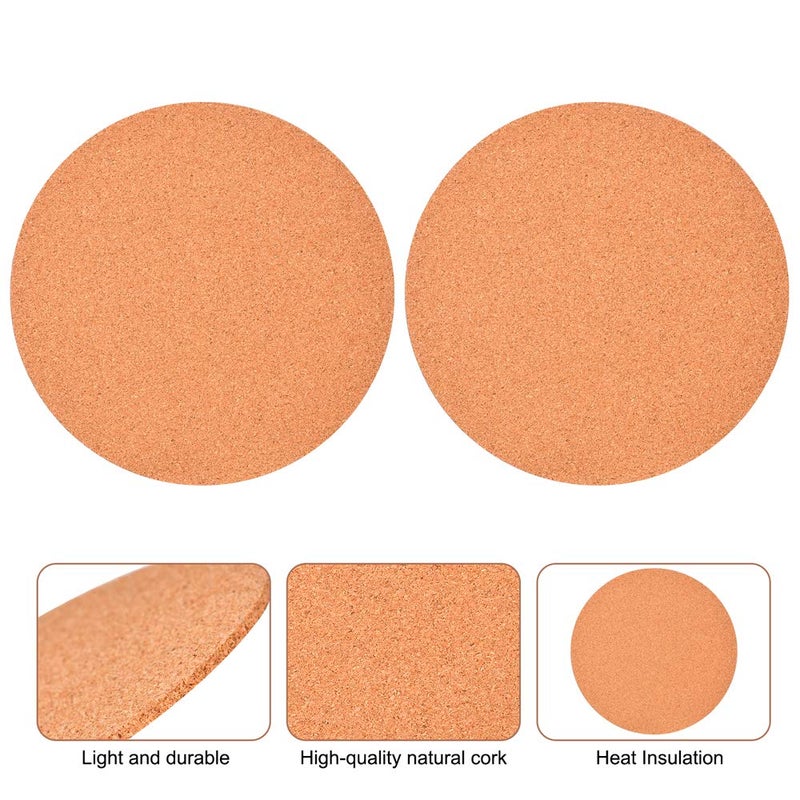 TORASO 6 عبوات 10 "Cork Coasters Round Cork & Plastic Plant Saucers for Gardening Cork Trivets for Pots Hot Pots and Pans Moustorbent Cork Mat for Wine Coffee & Drinks Cork Board for DIY Craft Supplies (A) - Image 2