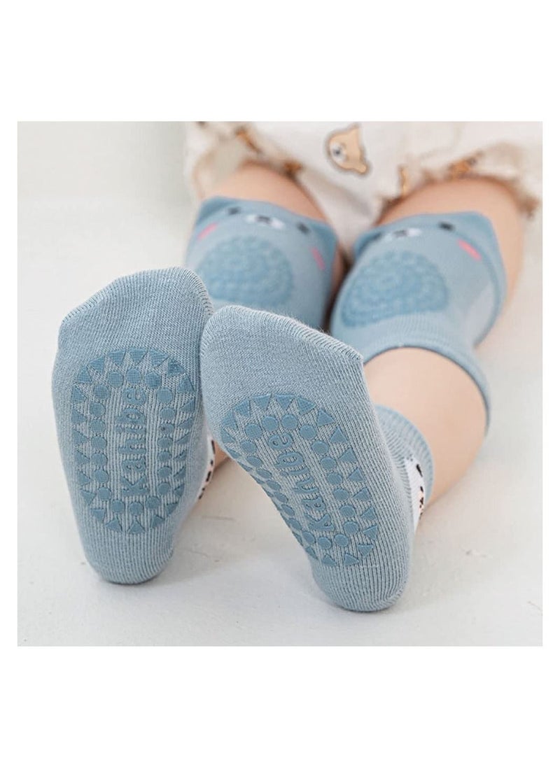 SYOSI - Baby Crawling Baby Socks 4 Pair and Baby Knee Pads 4 Pair Boys Girls Crawling Pads Non-Slip Socks 1-3 Years Old - Image 1