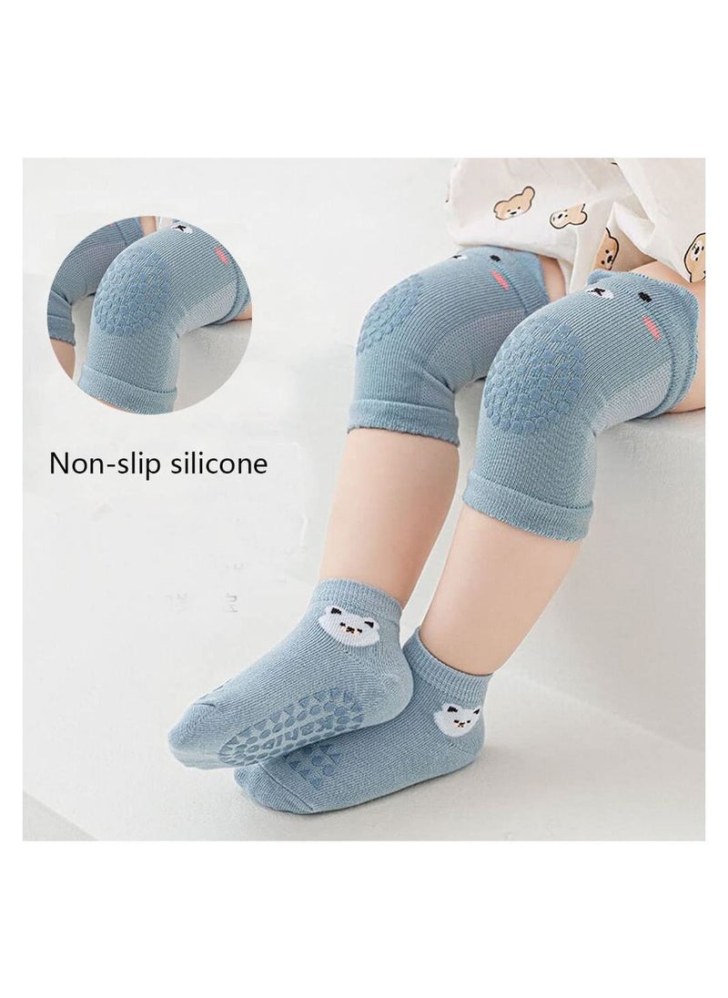 SYOSI - Baby Crawling Baby Socks 4 Pair and Baby Knee Pads 4 Pair Boys Girls Crawling Pads Non-Slip Socks 1-3 Years Old - Image 1